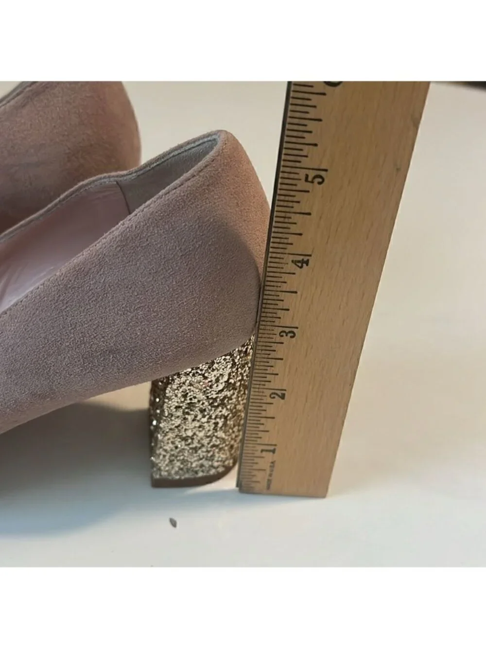 Kate Spade Anastasia Demi Rose Soft Suede Glitter Heel Pumps Size 7.5